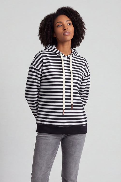 Selena Stripe Hooded Top Black – image 2 of 6
