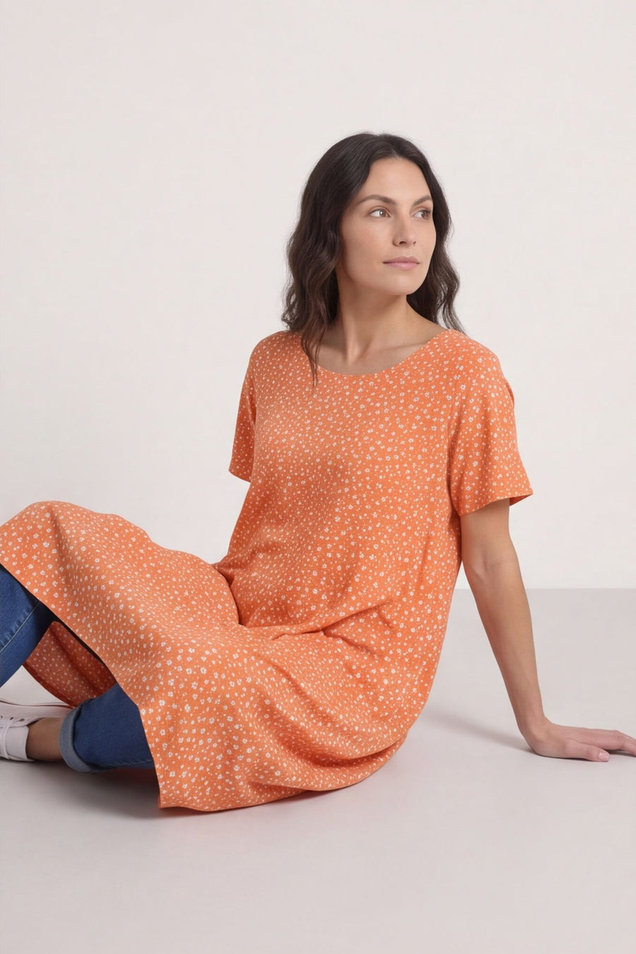 Rosalind Ditsy Cotton Dress Orange – image 2 of 4