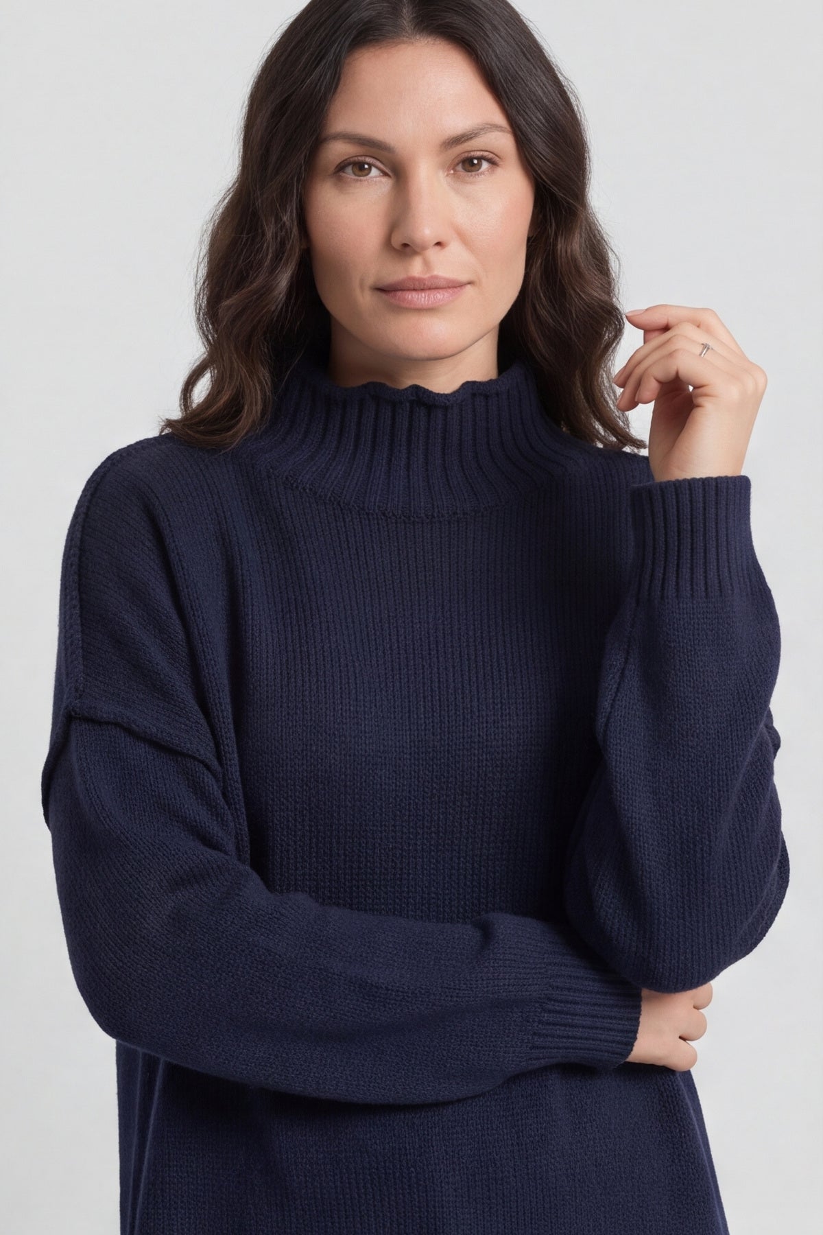 Bridie Polo Neck Knitted Tunic Navy – image 2 of 6