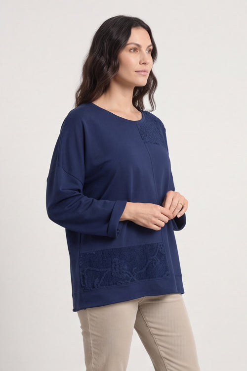 Louise Cord Patch Cotton Top Navy – image 2 of 6