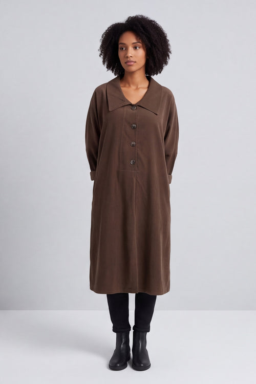 Amina Needlecord Dress Cocoa – image 2 of 6