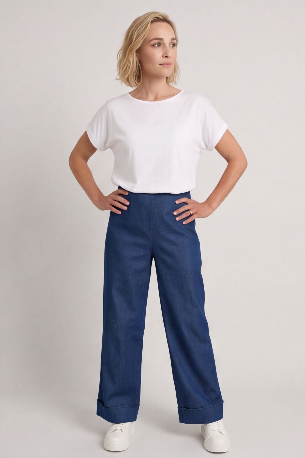 Darlene Lightweight Wide Leg Trousers Mid Denim – image 2 of 6