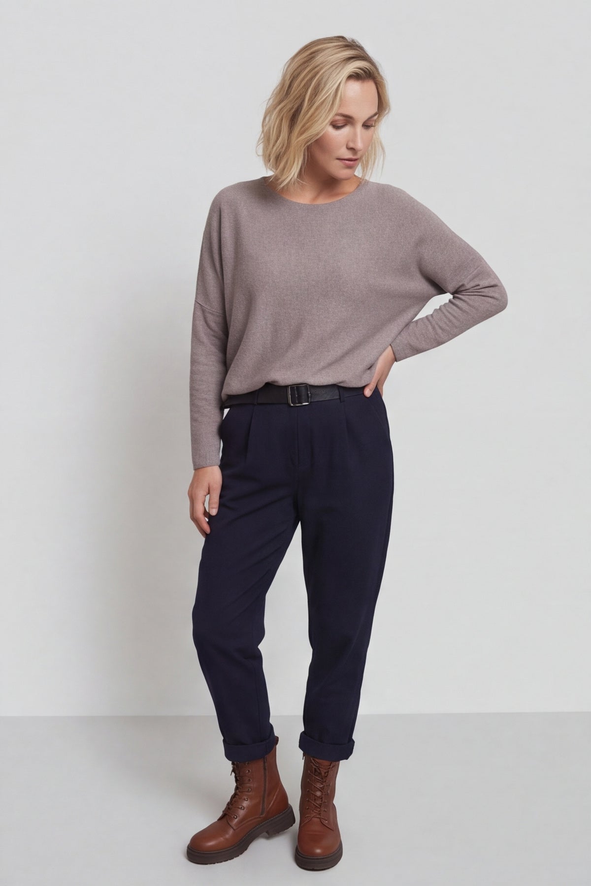 Philippa Belted Trousers Navy – image 2 of 4