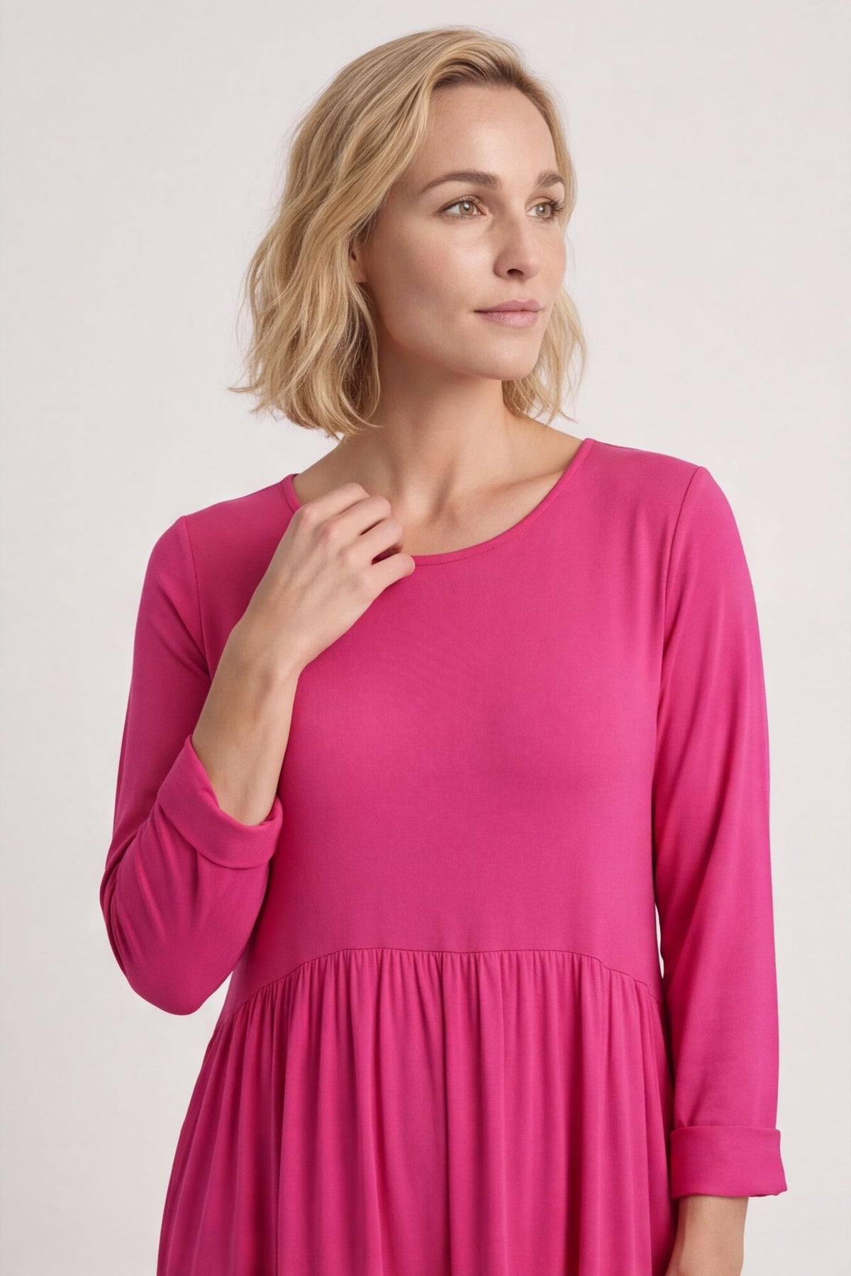 Kylie Long Sleeve Dress Fuchsia – image 2 of 5