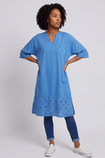 Gabrielle Embroidered Linen Dress Powder Blue Powder Blue - Gabrielle Embroidered Linen Dress Powder Blue – image 1 of 5
