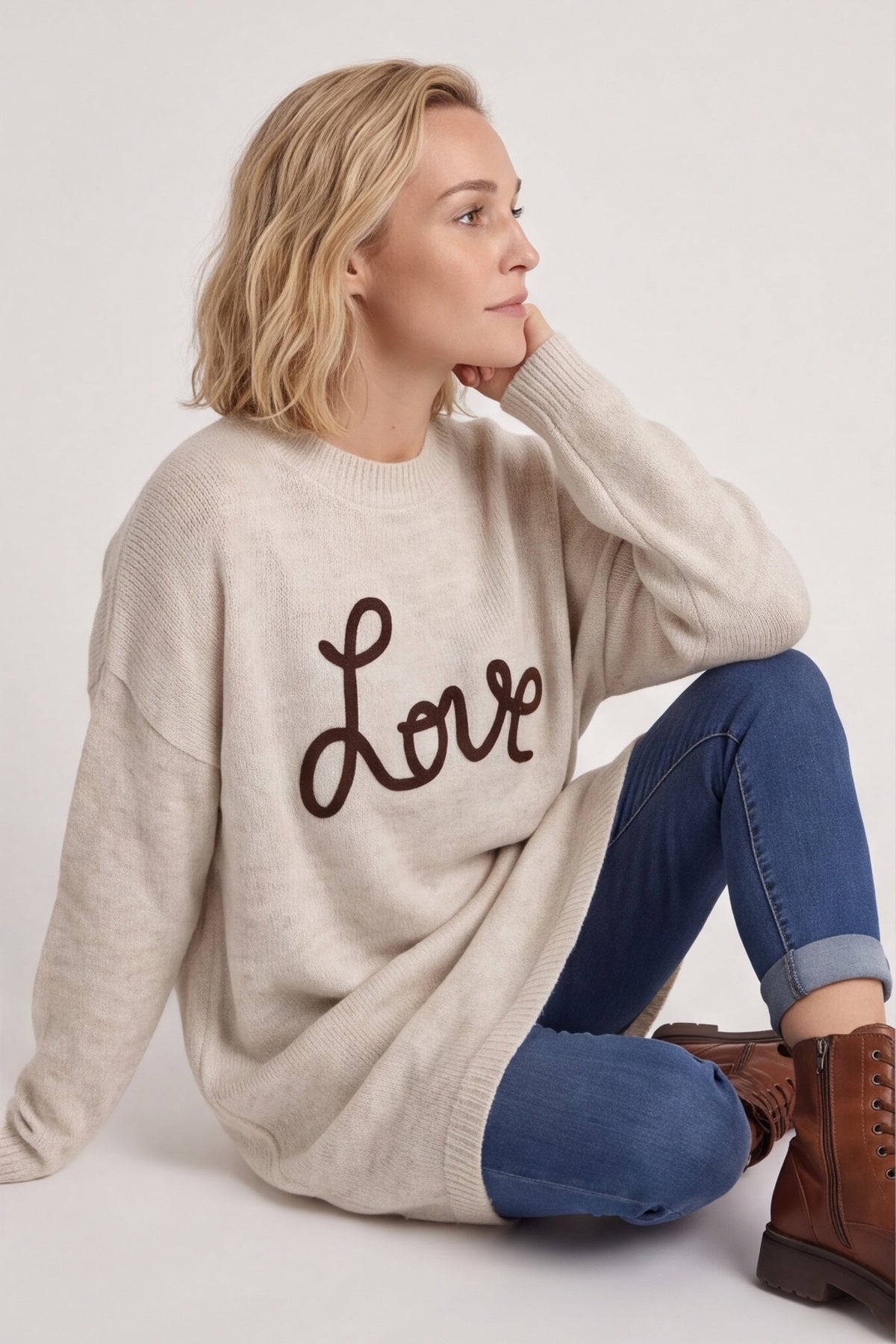 Love Knitted Jumper Dress Beige – image 2 of 5