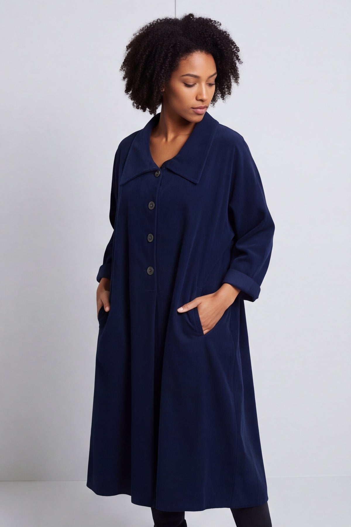 Amina Needlecord Dress Navy – image 2 of 6