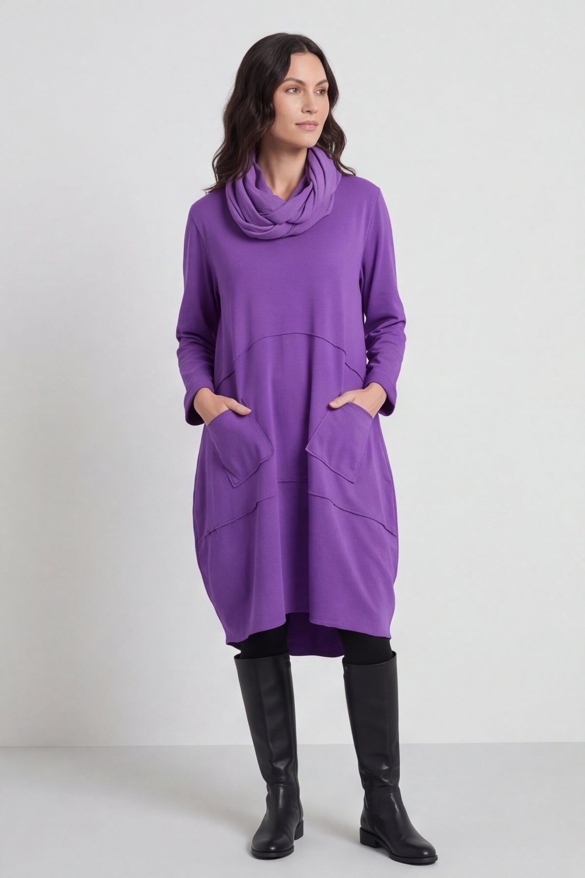 Rizo Snood Cotton Dress Purple – image 2 of 4