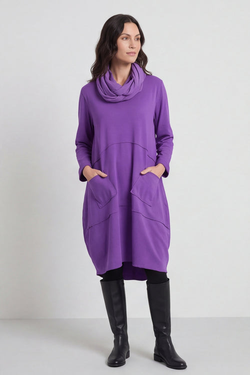 Rizo Snood Cotton Dress Purple – image 2 of 4