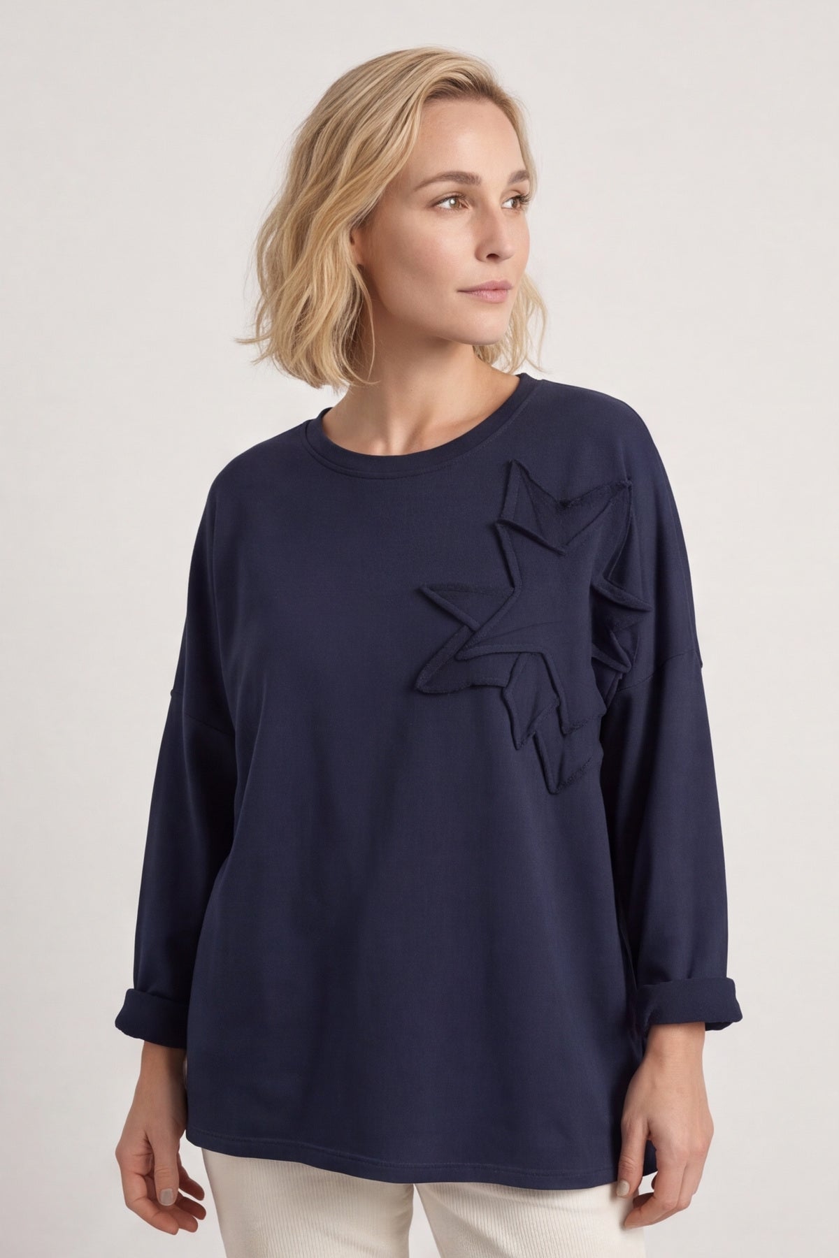 Kaila Flower Patch Cotton Top Navy – image 2 of 6