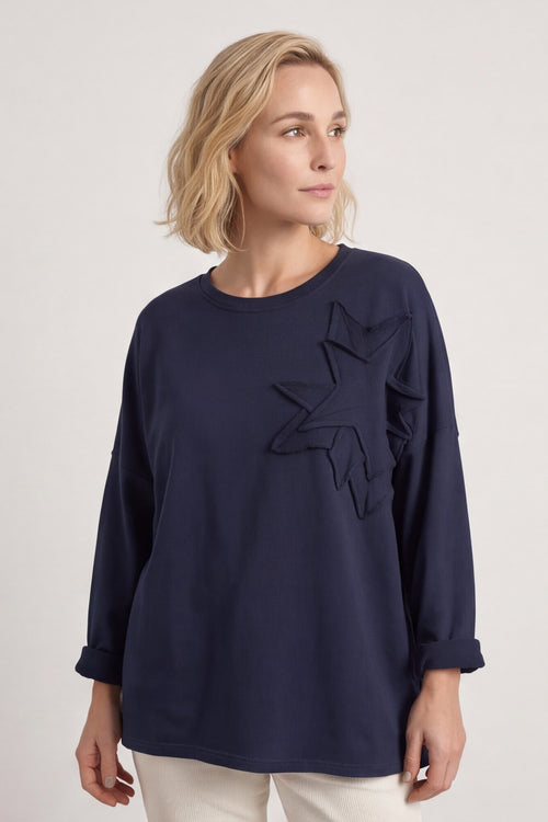 Kaila Flower Patch Cotton Top Navy – image 2 of 6