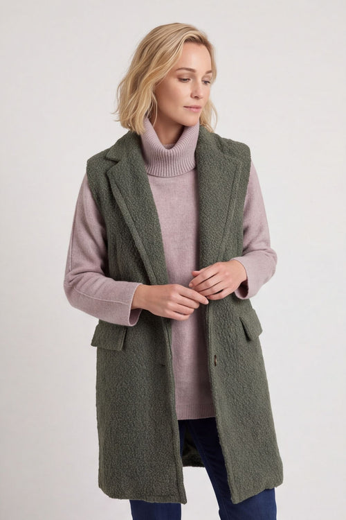 Nori Boucle Gilet Khaki – image 2 of 6