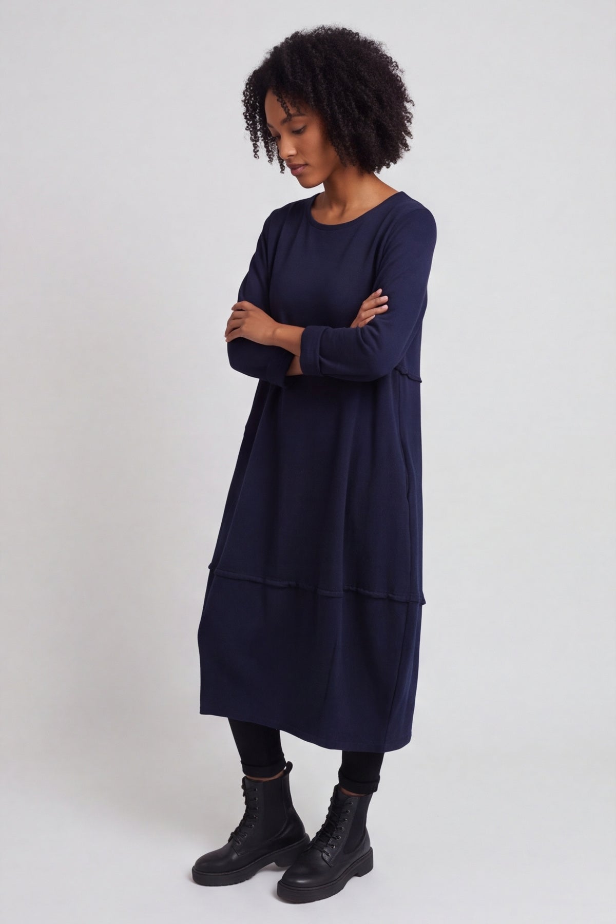Minnie Seam Detail Cotton Tunic Navy – image 2 of 6