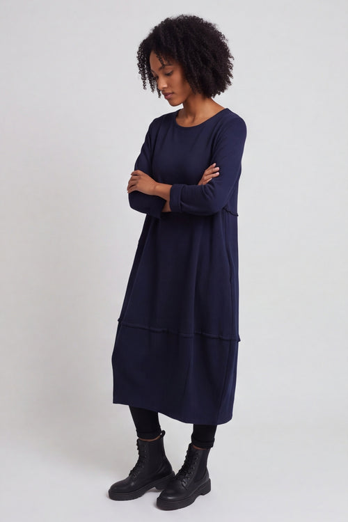 Minnie Seam Detail Cotton Tunic Navy – image 2 of 6