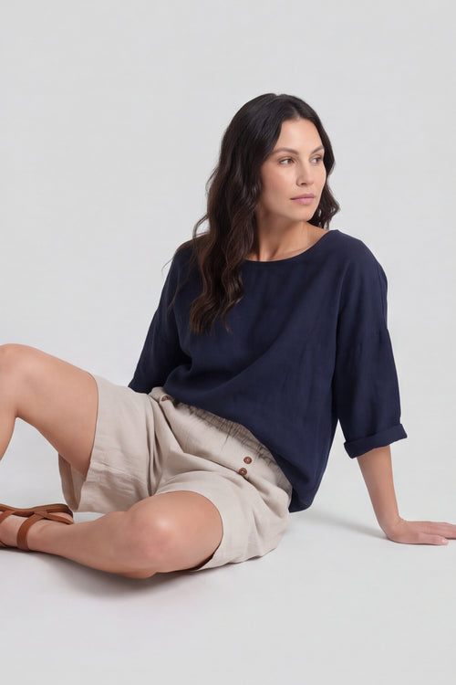 Arielle Linen Blend Shorts Stone – image 2 of 5