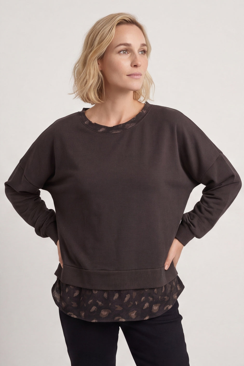 Nicky Leopard Print Cotton Top Cocoa – image 2 of 6