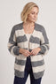 Kennedy Stripe Knitted Cardigan Mid Grey – image 2 of 6
