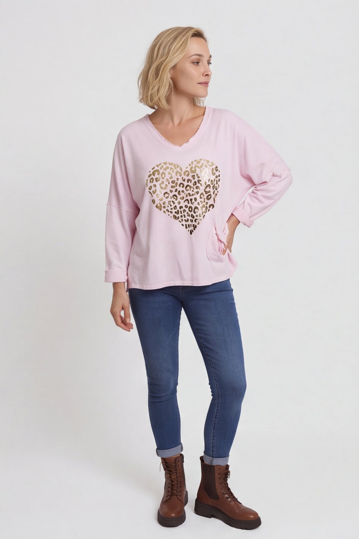 Cherie Heart Cotton Top Pink – image 2 of 5