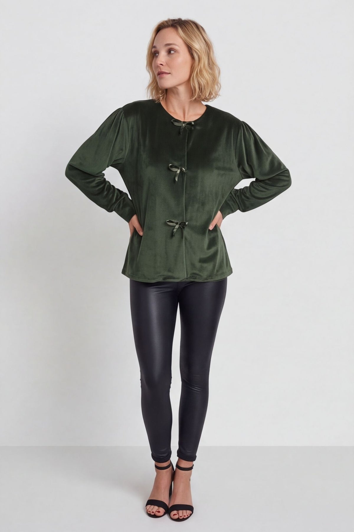 Rhona Bow Front Top Khaki – image 2 of 6