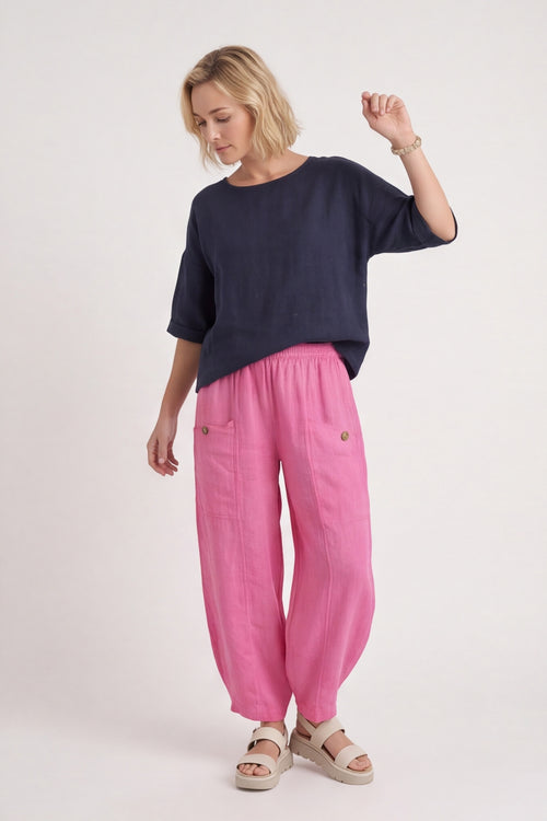 Clarisse Button Pocket Linen Trouser – image 2 of 6