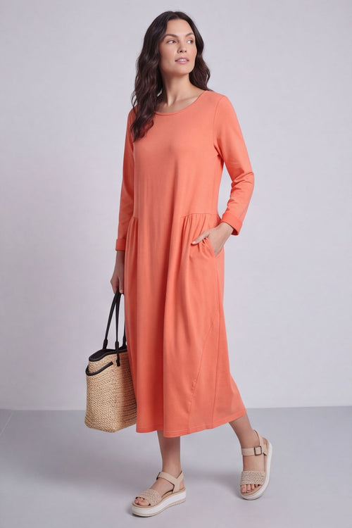 Kayleigh Long Sleeve Cotton Dress Orange – image 2 of 5