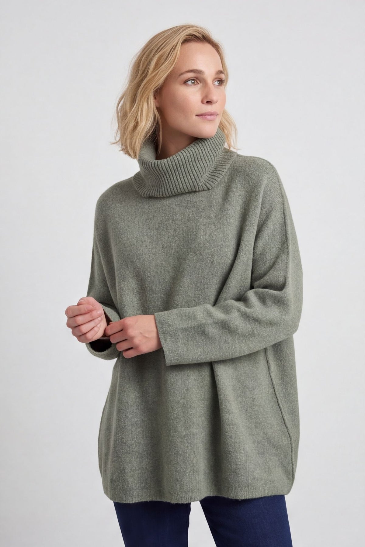 Jude Polo Neck Knitted Jumper Khaki – image 2 of 6