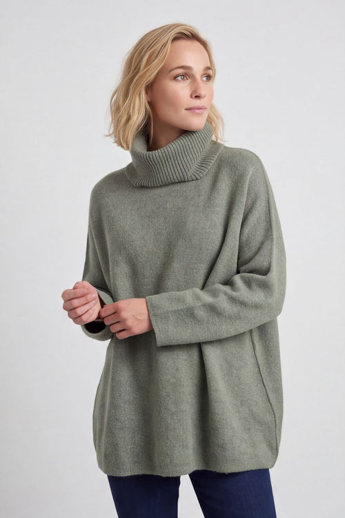 Jude Polo Neck Knitted Jumper Khaki – image 2 of 6