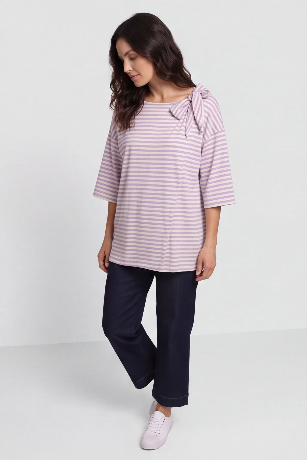 Trixie Stripe Tie Cotton Top Lilac – image 2 of 5