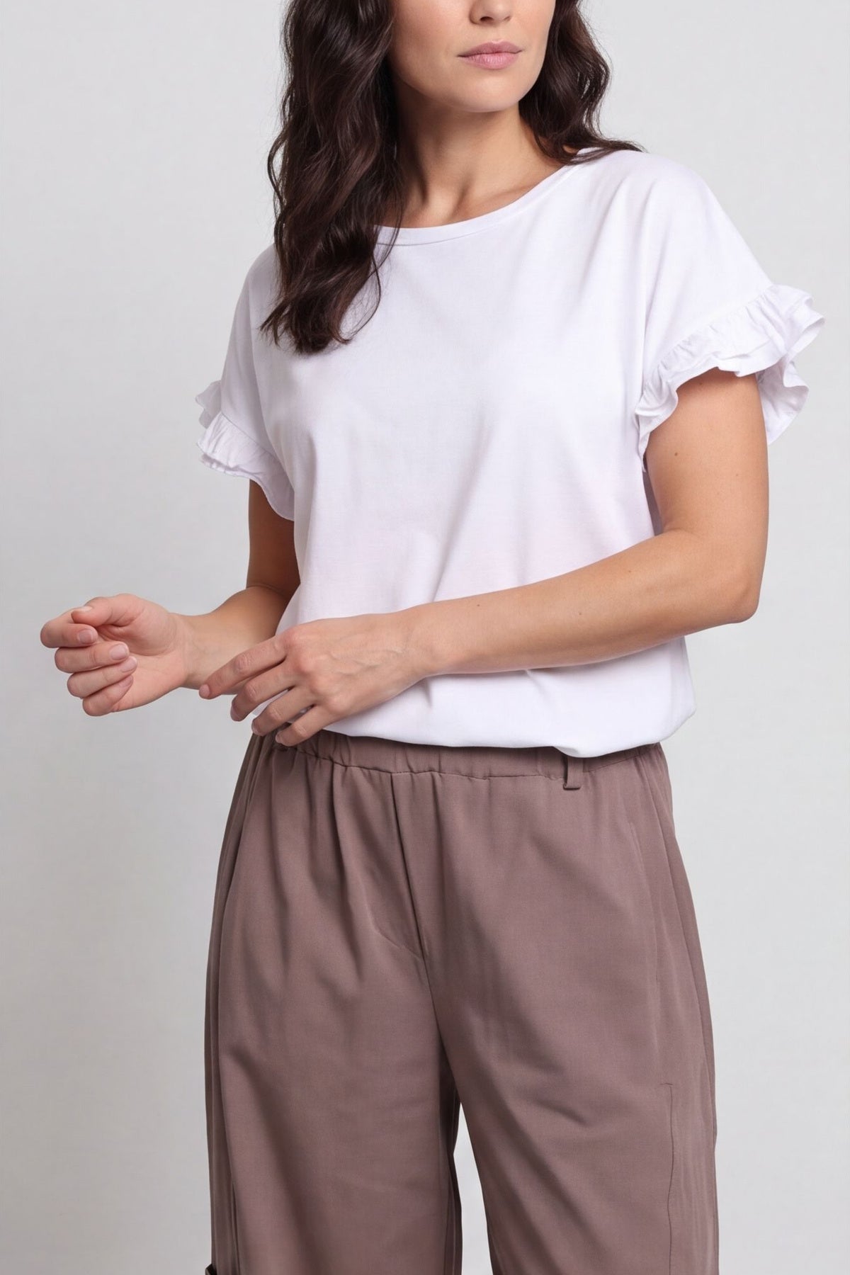 Blair Button Pocket Cotton Trousers Mocha – image 1 of 4