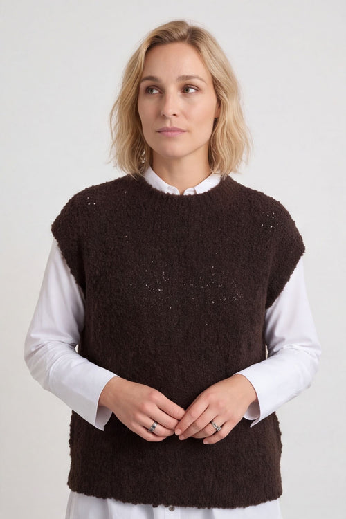 Clancy Boucle Tank Top Cocoa – image 1 of 5