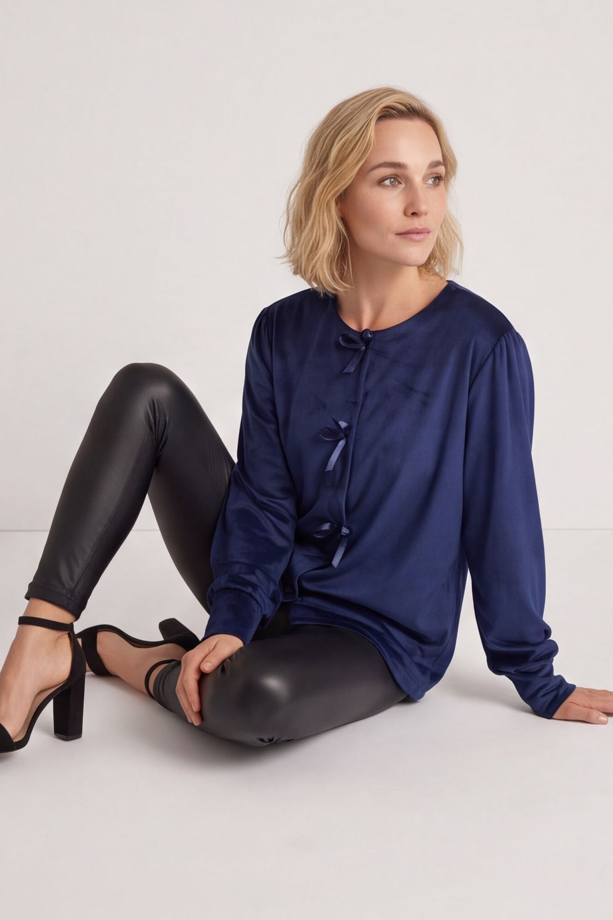 Rhona Bow Front Top Navy – image 1 of 5