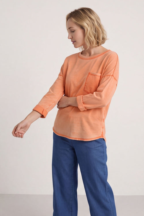 Amelie Washed Pocket Cotton Top Orange – image 1 of 5