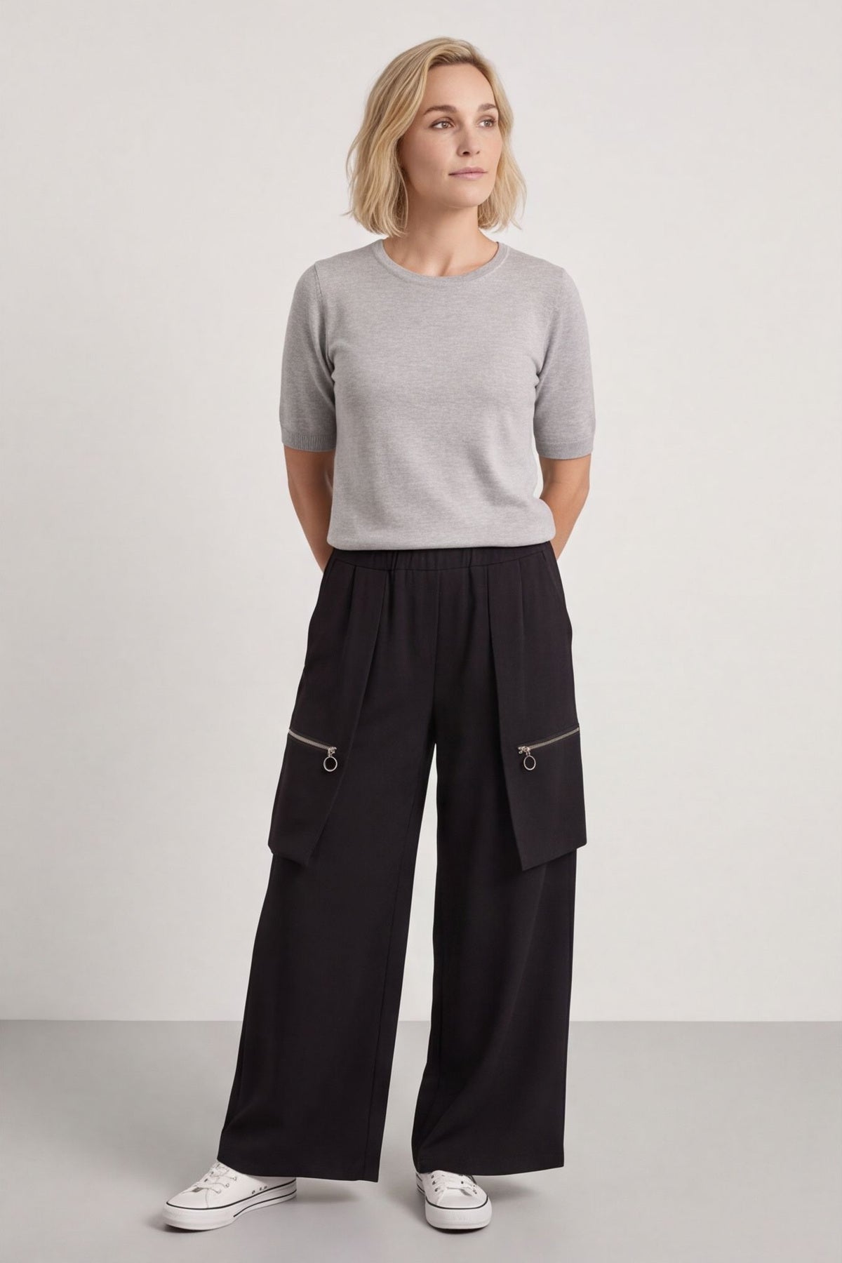 Opaline Zip Pocket Cotton Trousers Black – image 2 of 5