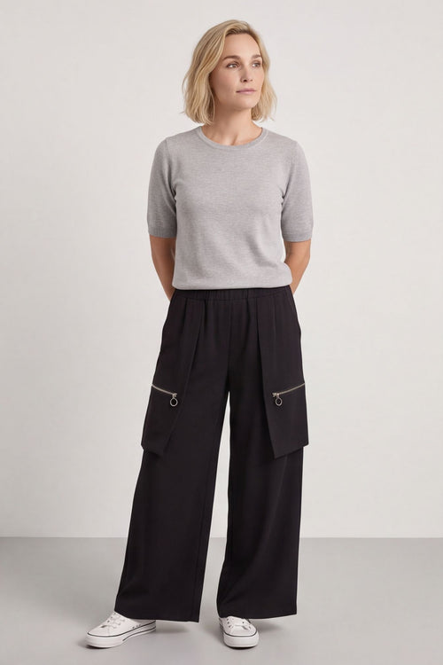 Opaline Zip Pocket Cotton Trousers Black – image 2 of 5