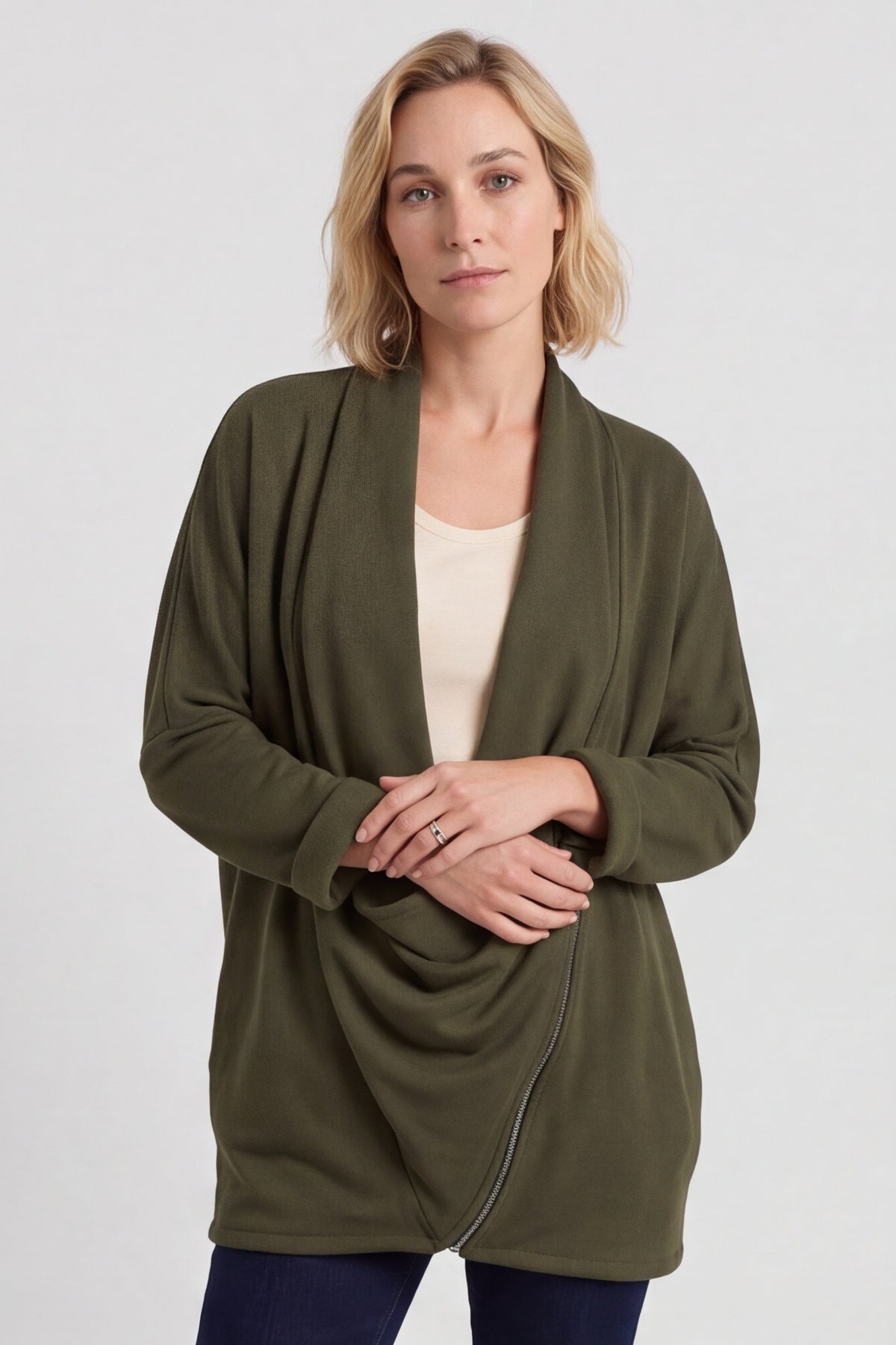Floella Zip Cotton Jacket Khaki – image 2 of 6