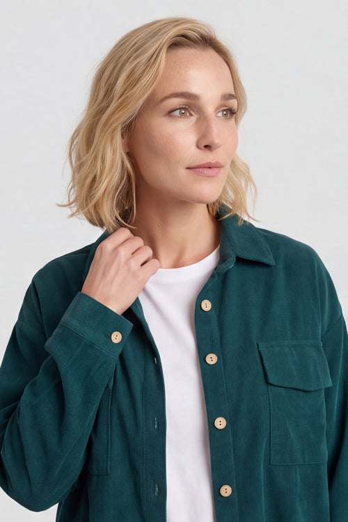 Tonya Needlecord Jacket Bottle Green – image 2 of 6