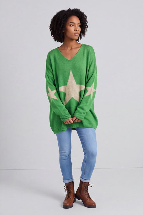 Paige Star Knitted Jumper Green – image 2 of 6
