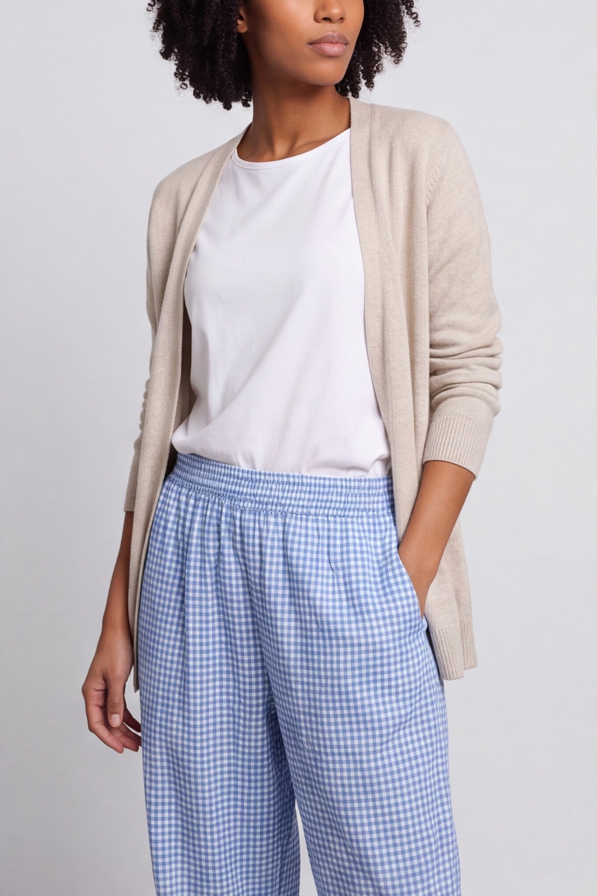 Cataleya Gingham Cotton Trousers Powder Blue – image 2 of 6