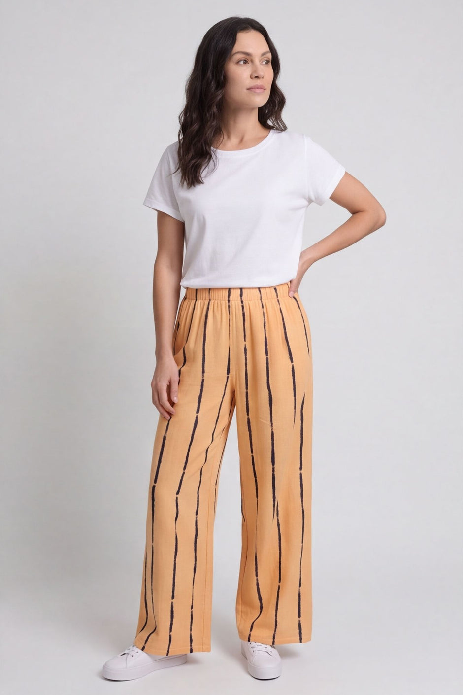 Chelle Stripe Linen Trousers Orange – image 1 of 5
