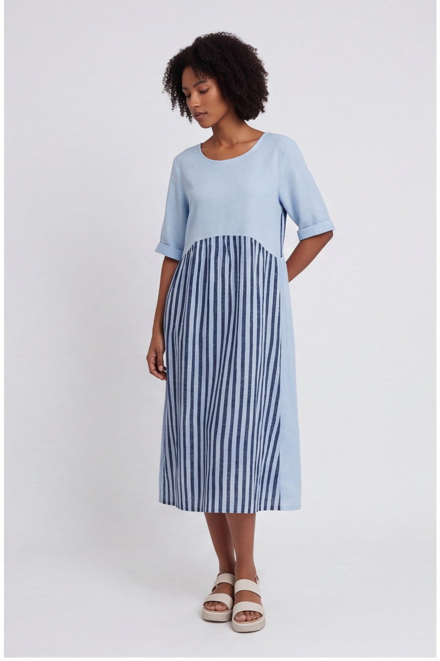 Maia Stripe Linen Dress – image 1 of 5