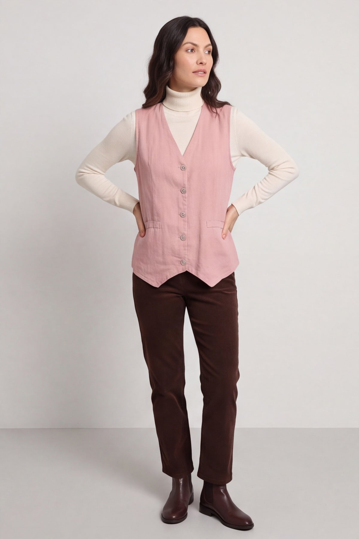 Maryam Linen Waistcoat Pink – image 2 of 6