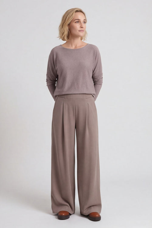 Trish Wide Leg Cotton Trousers Mocha – image 2 of 6