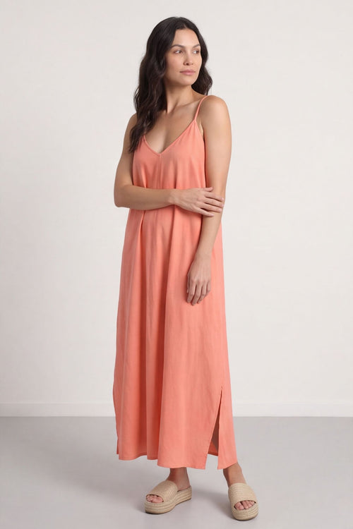 Cesca Strap Linen Dress Orange – image 2 of 6