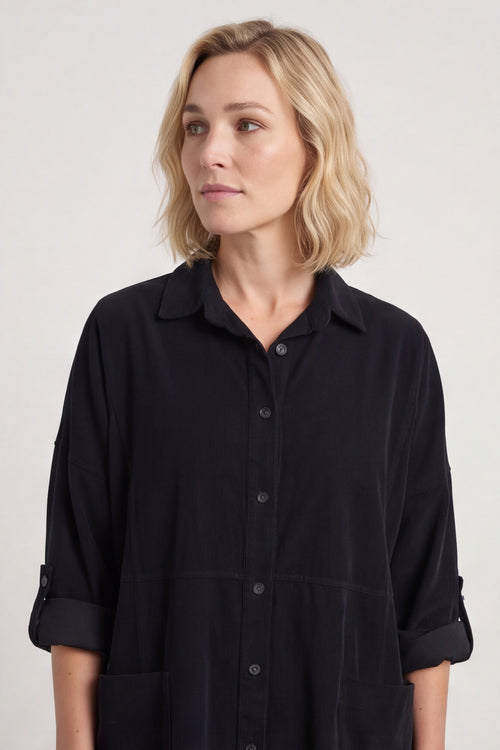 Lecia Needlecord Shirt Dress Black – image 2 of 4