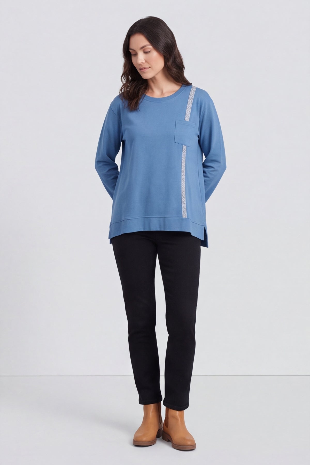 Barbara Pocket Cotton Top Blue – image 2 of 6
