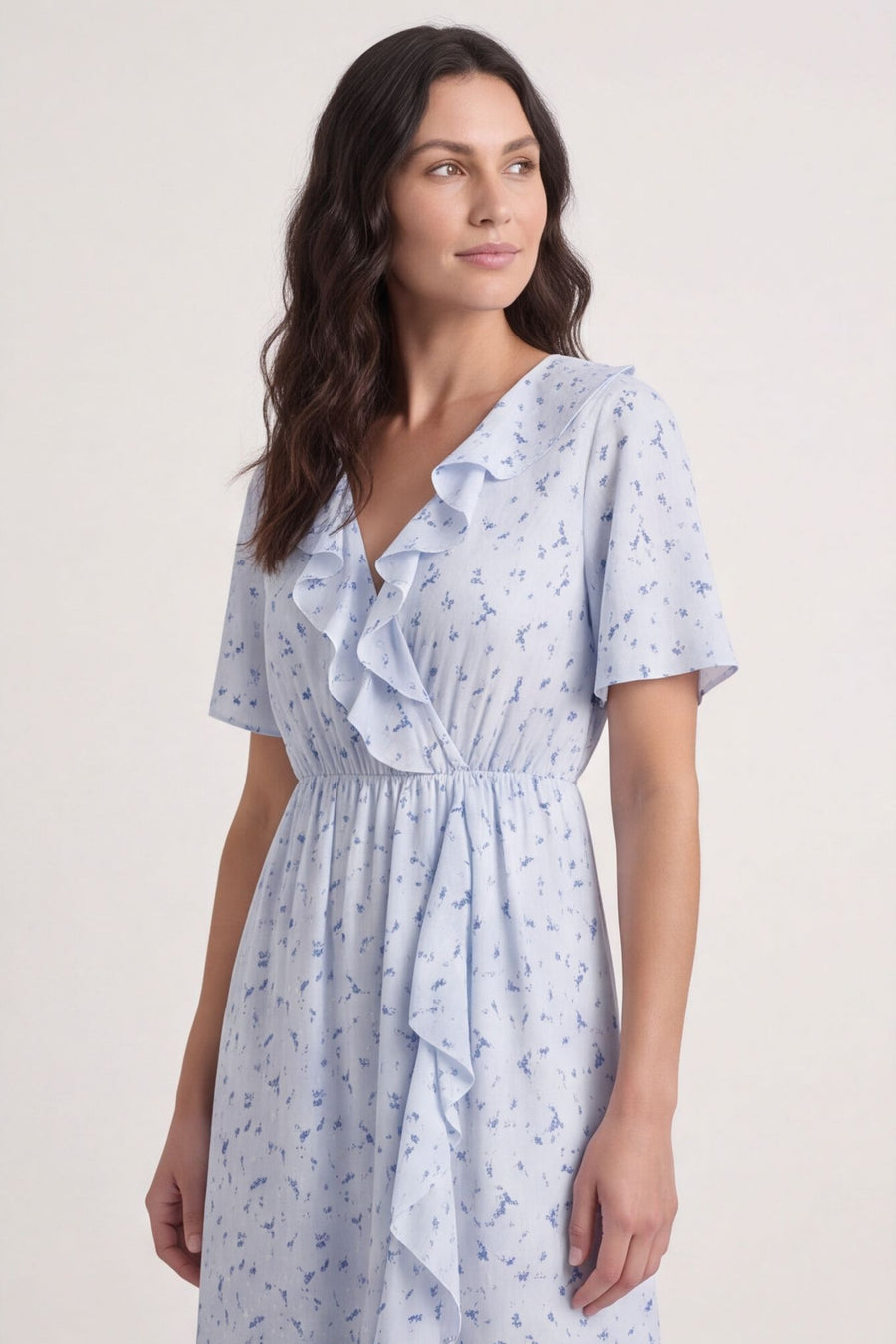 Etienne Floral Wrap Dress Light Blue – image 1 of 5