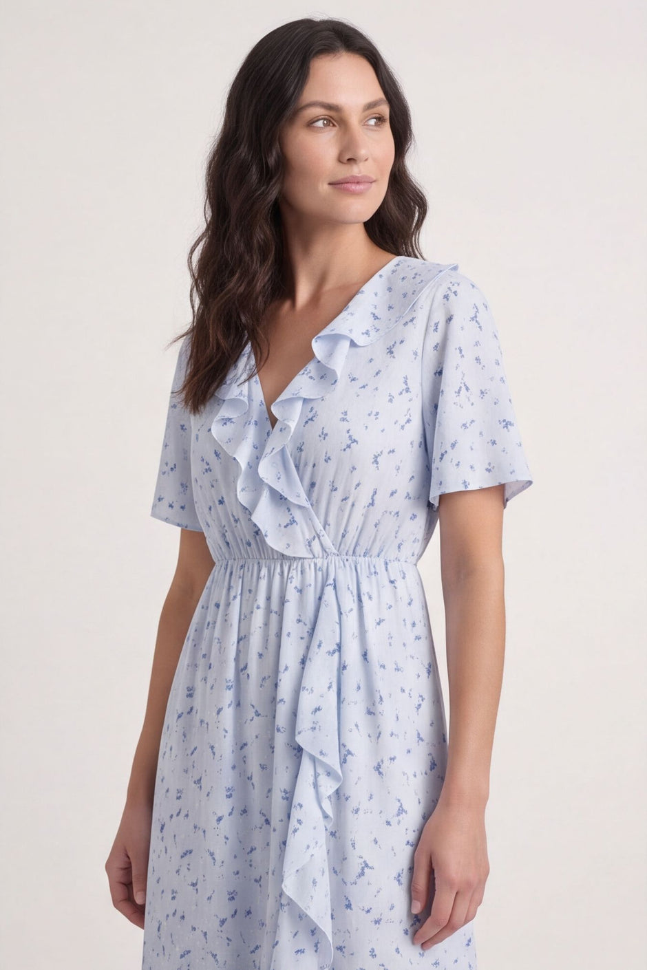 Etienne Floral Wrap Dress Light Blue – image 1 of 5