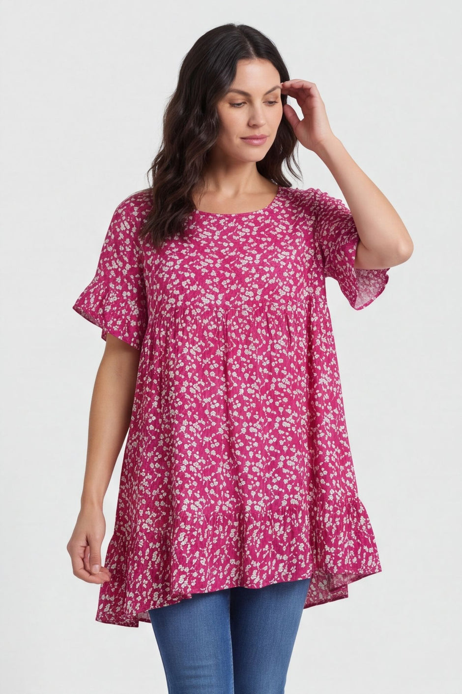 Pamber Ditsy Print Tunic Fuchsia – image 2 of 5