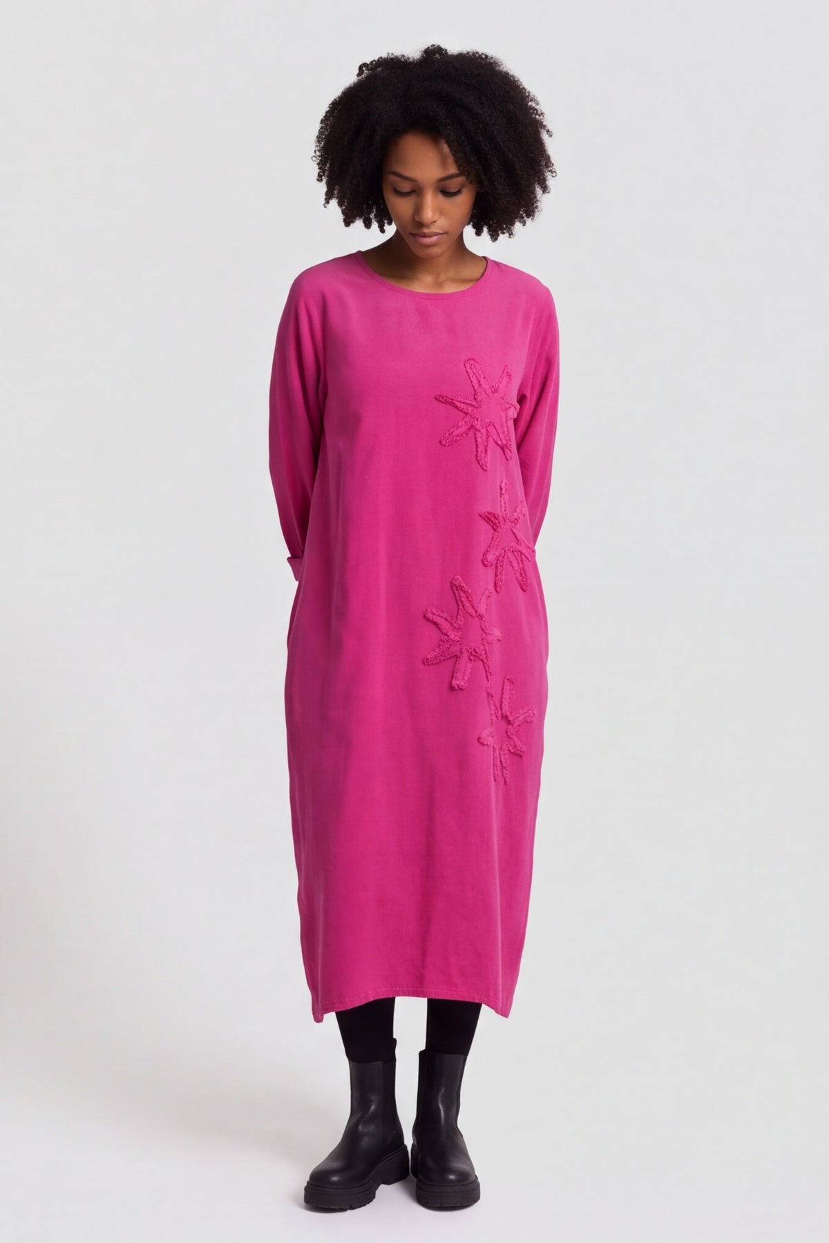 Florina Flower Patch Needlecord Dress Fuchsia – image 2 of 6