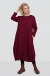 Edie Seam Detail Cotton Dress Wine – image 2 of 4